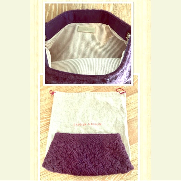 Lauren Merkin Handbags - Lauren Merkin Royal Purple Knitted Angora Clutch